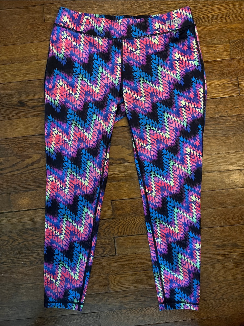 Fila Multicolor Zigzag Leggings - Blue Pink Black